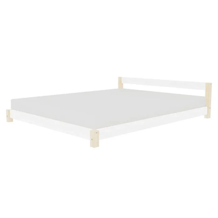 Lit double scandinave COMFY 200 x 200 blanc et naturel-0