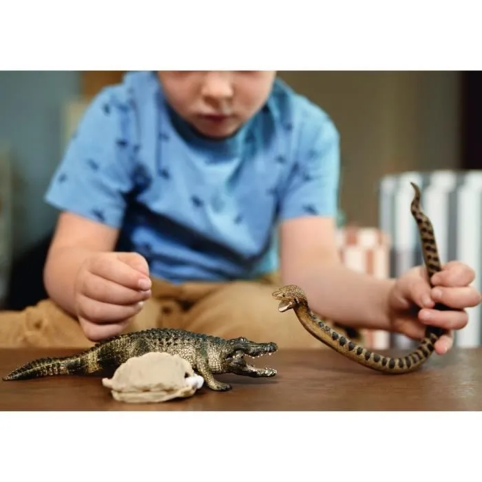 Coffret Duel Aligator/Anaconda, figurines animaux sauvages, Schleich 42559 Wild Life, Pour enfant dès 3 ans-4