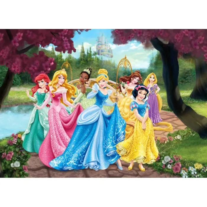 Poster XXL Princesse Disney - Château - Cendrillon - Aurore - Belle - Raiponce - Tiana - Blanche Neige-0