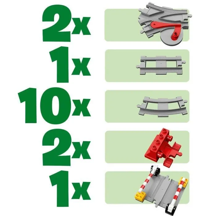 LEGO® DUPLO Town Les Rails du Train Jeu de Construction - Circuit avec Brique d'Action Rouge-2