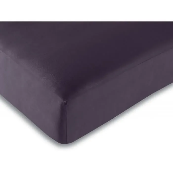 Drap housse - Non spécifié - 140 x 190 cm - Prune - Coton - Bonnet 25 cm-0