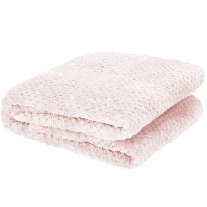 Couverture douillette SPRINGOS - 150 x 200 cm - Vieux rose - Motif de coquillages-2