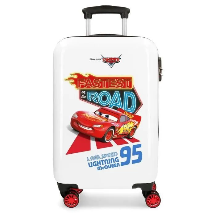 Valise Trolley Cabine Cars - DISNEY - ABS - 4 roulettes - Multicolore - Blanc - Cadenas TSA - 55 cm-0