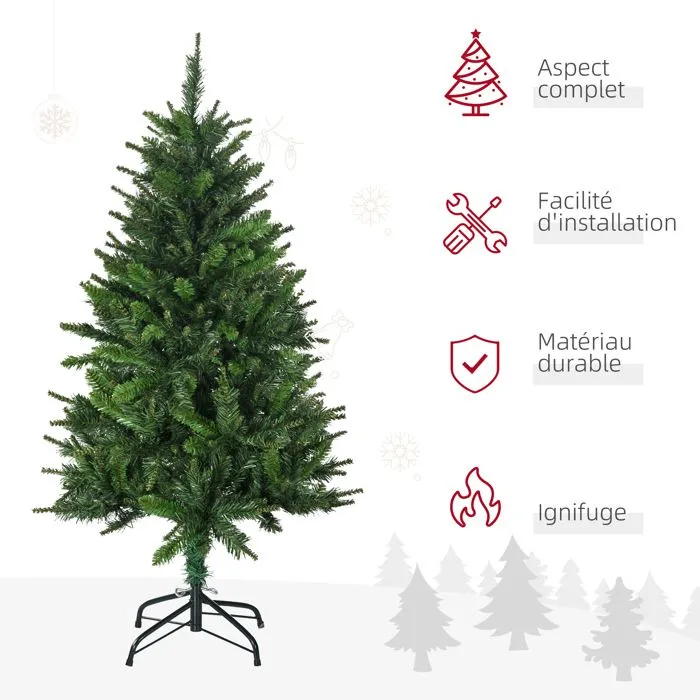 HOMCOM Sapin de Noël Artificiel 120 cm avec 310 Branches, Support en Acier, Arbre de Noël Artificiel avec Socle Pliable en Acier-4