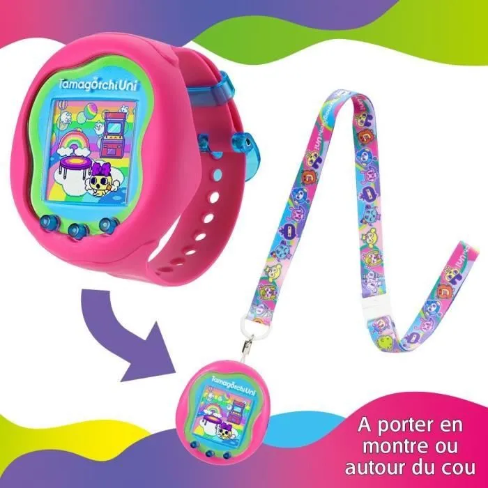 Tamagotchi Uni - Bandai - Modèle Rose - Animal de compagnie virtuel connecté avec bracelet montre-2