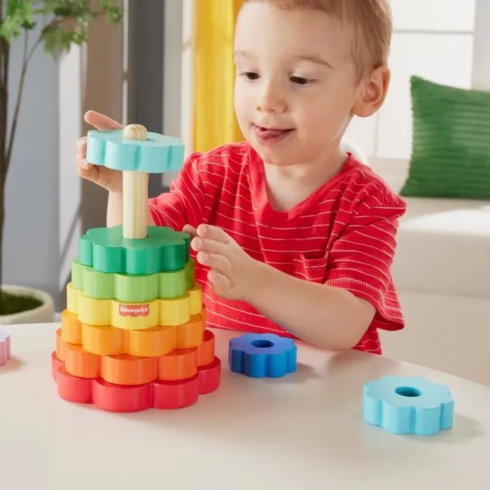 Fisher-Price-Empileur d’Anneaux avec 10 pièces en bois HXT77-3