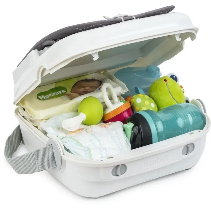 Réhausseur bébé pour table à manger - BENBAT - Portable et lavable - Facile à plier - Harnais de sécurité réglable - Gris-0