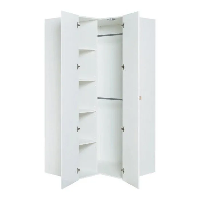 CALICOSY - Armoire d'Angle Blanche 2 Portes - Stige - Blanc-2