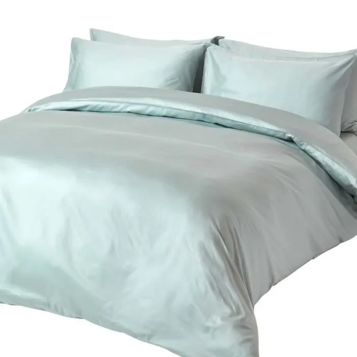 Housse de couette coton égyptien Bio 400 fils Bleu givré 230 x 220 cm - HOMESCAPES - Classique - Intemporel-0