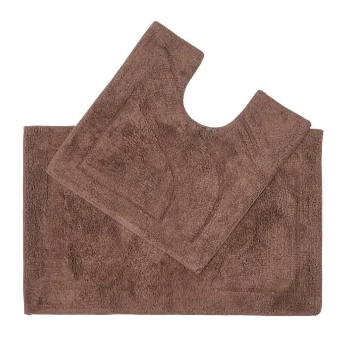 Tapis de bain - HOMESCAPES - Haut de gamme - 2 pièces - Chocolat-0