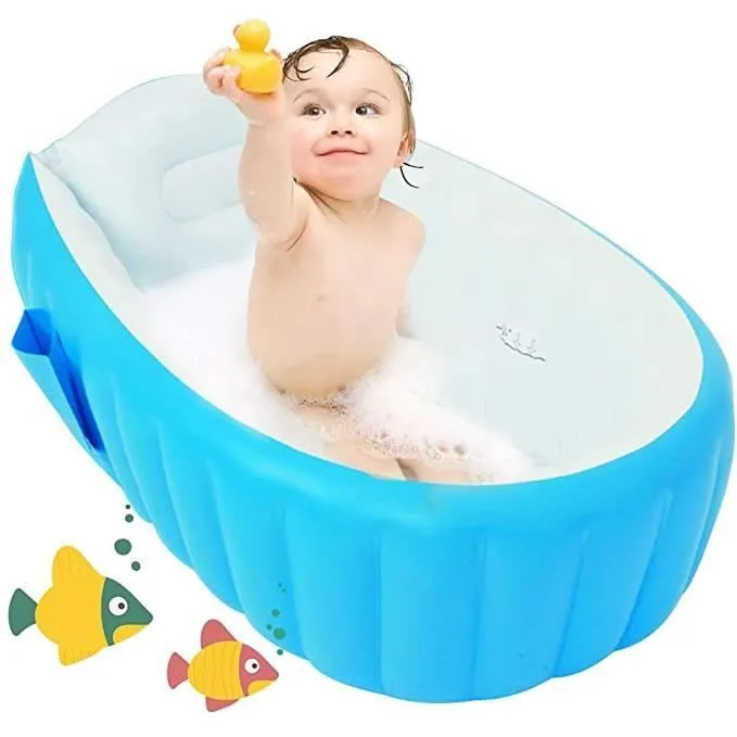 ROCK Baignoire gonflable antidérapante et pliable pour bébé de 0 à 3 ans Bleu-0