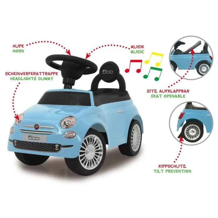 Toboggan Fiat 500 Bleu pour Enfant - JAMARA KIDS - A partir de 18 mois - Coffre sous le siège-0