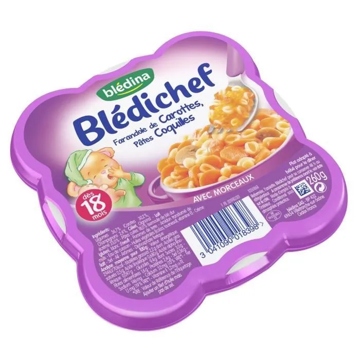 BLEDINA Blédichef Farandole carottes coquillettes - 260 g - Dès 18 mois-1