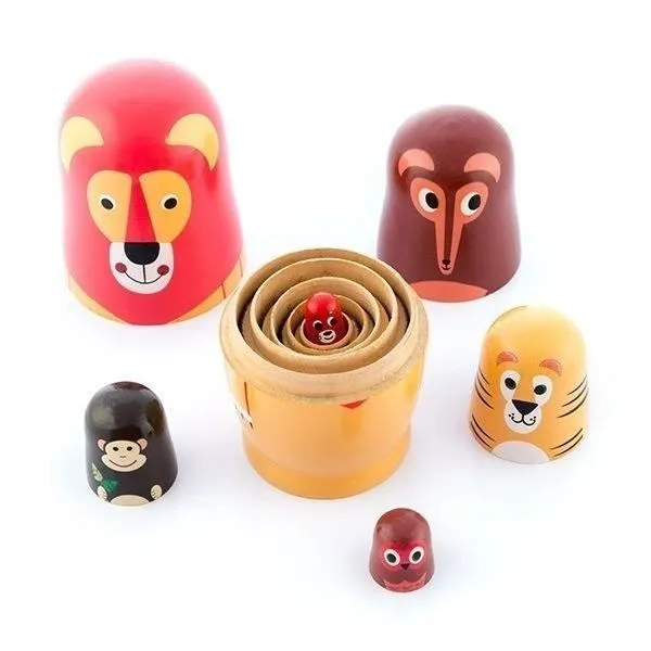 Poupées gigognes - Non spécifié - Animaux en bois - 6 figurines - Design Montessori - Multicolore-3