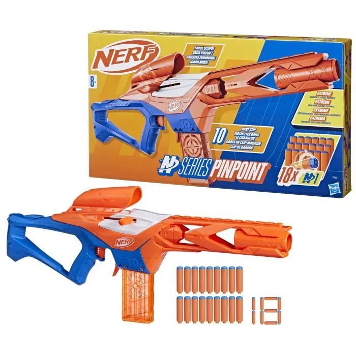Nerf NSeries blaster Pinpoint à fléchette, Inclut 18 Fléchettes en Mousse N1, Dès 8 Ans-0