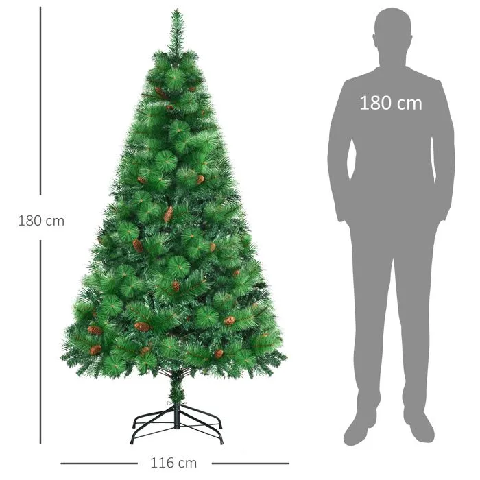 HOMCOM - Sapin de Noël - PE - 116x116x180cm - Vert-3