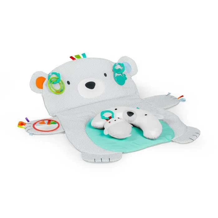 BRIGHT STARTS Tapis d'éveil Ours Polaire, Coussin de support pour position sur le ventre, 4 jouets détachables-0