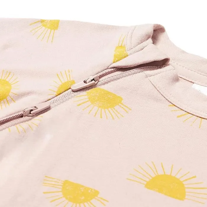 Pyjama Bébé Manches Longues Beige Fille DIM Soleil - Marque DIM - Protections Mains et Pieds - 100% Coton Bio-0