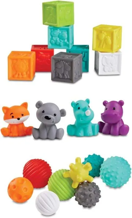 Infantino Sensory Balls Blocks & Buddies - Ensemble De Base De 20 Pièces-1