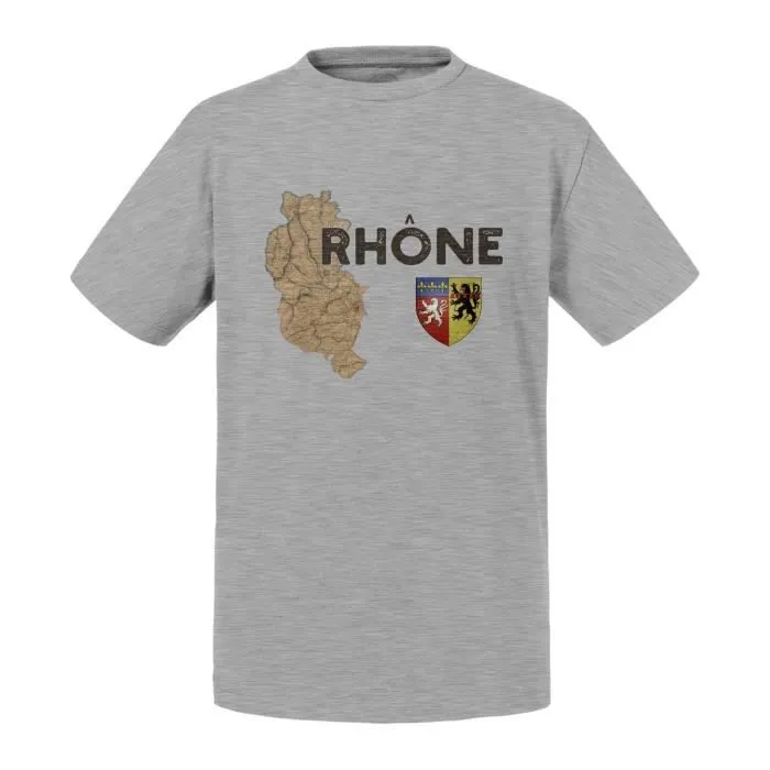 T-shirt Enfant Gris Rhone 69 Departement Lyon Carte Ancienne Rare-0