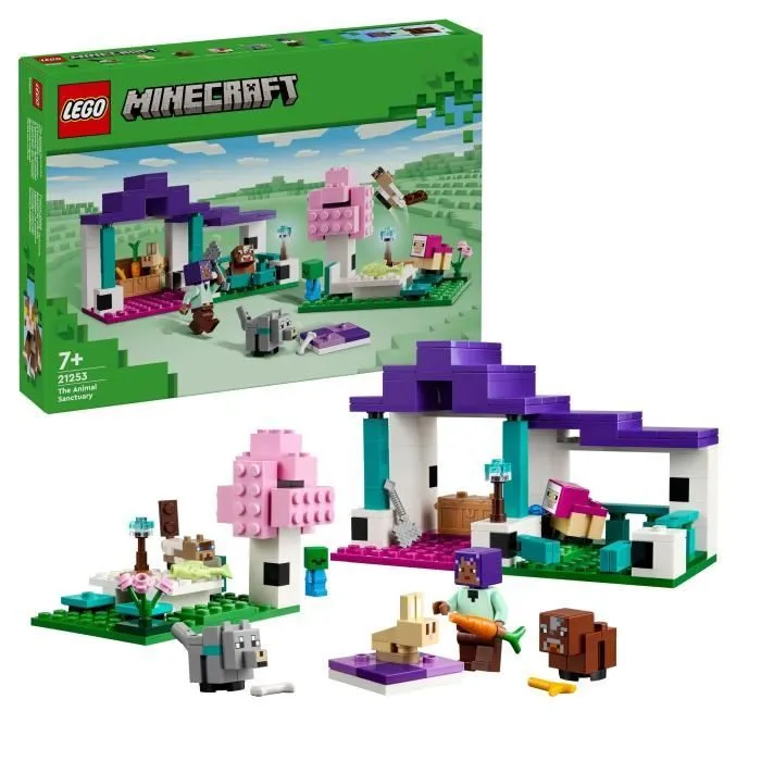 LEGO® 21253 Minecraft Le Sanctuaire Animalier, Jouet de Biome Plaine, Minifigurines de Personnages et Figurines d'Animaux-0
