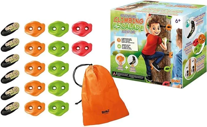 Kit d'escalade pour enfant BUKI FRANCE - Coffret avec 6 sangles et 12 prises pour créer des parcours aventures-3