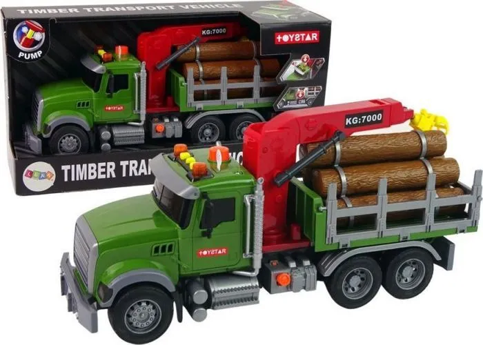 Tracteur - vehicule agricole - vehicule de chantier Leantoys - 12965 - Camion Auto Grue Transport Grumes Bois Son LEAN Jouets-0