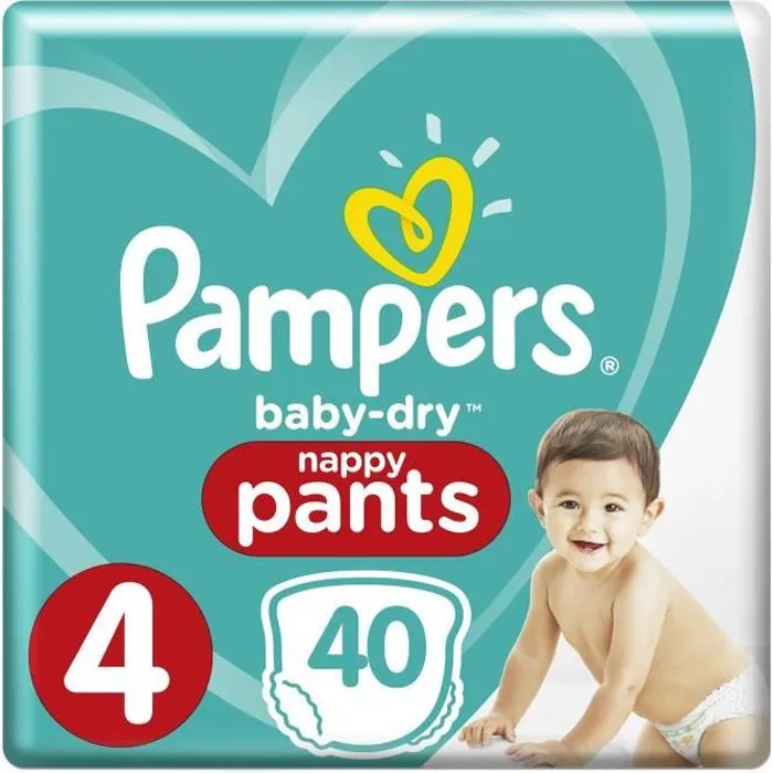 PAMPERS Baby Dry Pants Taille 4 - 8 à 15kg - 40 couches - Format pack Géant-0