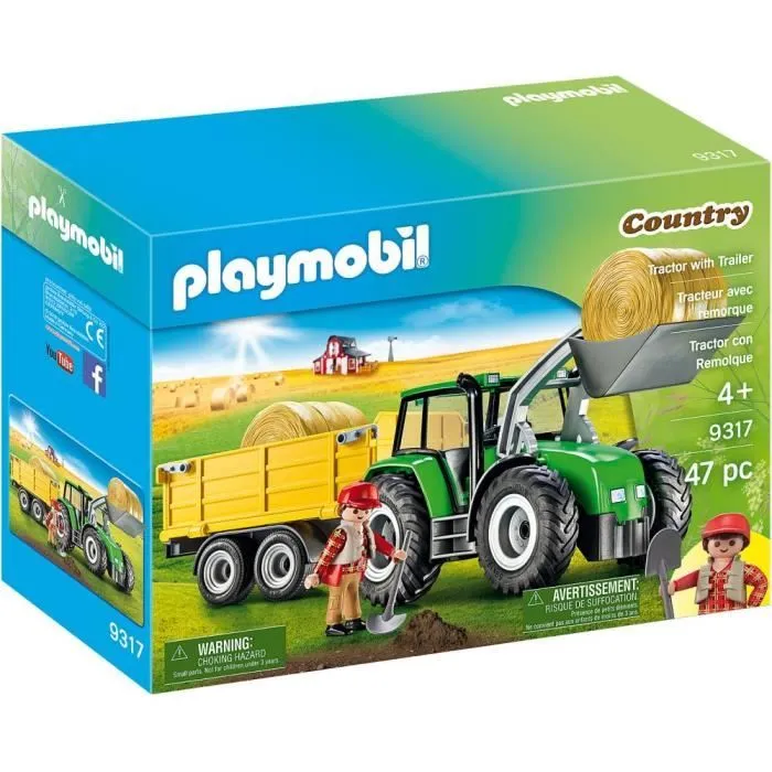 Jeu de construction - PLAYMOBIL - Tracteur avec remorque - 1 figurine - Accessoires inclus - À partir de 3 ans-0