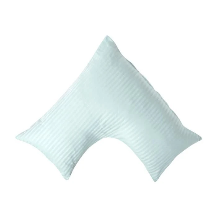 Taie d'oreiller spécial oreiller cervical en coton égyptien 330 fils Forme V bleu ciel-0