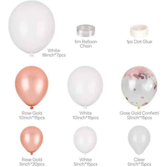 Arche Ballon Or Rose - Kit de 104pcs pour Décoration de Fête - Latex Naturel et Biodégradable-1
