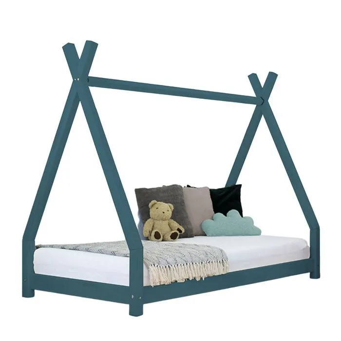 Lit tipi enfant NAKANA 140 x 200 vert pétrole-0
