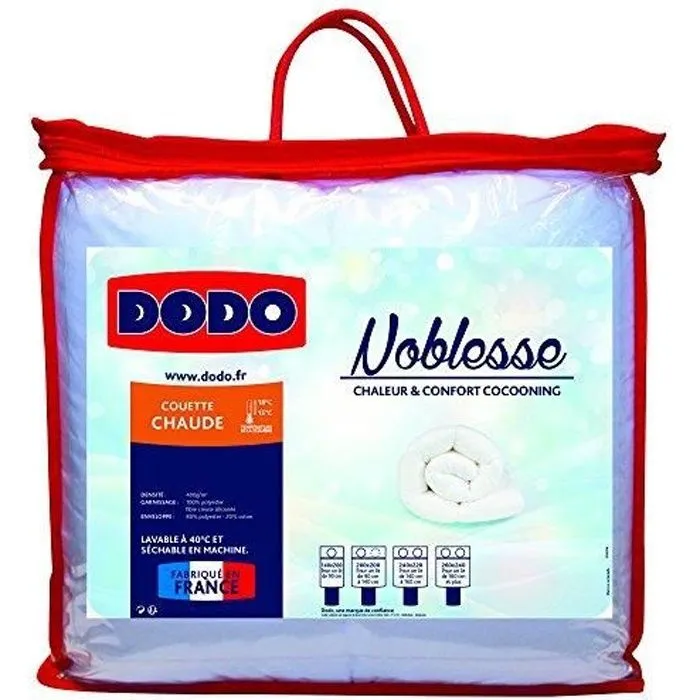 Couette chaude - DODO - NOBLESSE - 220 x 240 cm - 400g/m² - fibre creuse siliconée-0