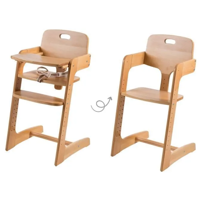 Chaise haute évolutive en bois massif - ROBA - Kid Up - Poids jusqu'à 15 kg - Mixte - Marron - Bois naturel-0