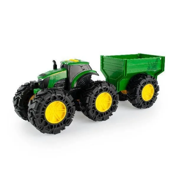 Jouet - Tracteur avec Wagon - Enfant - Vert - A partir de 3 ans - Maxi roues en caoutchouc-0