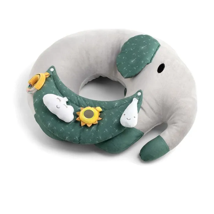MAÏKA Coussin d'activités éléphant, polyester, avec tablette amovible et 4 jouets-0