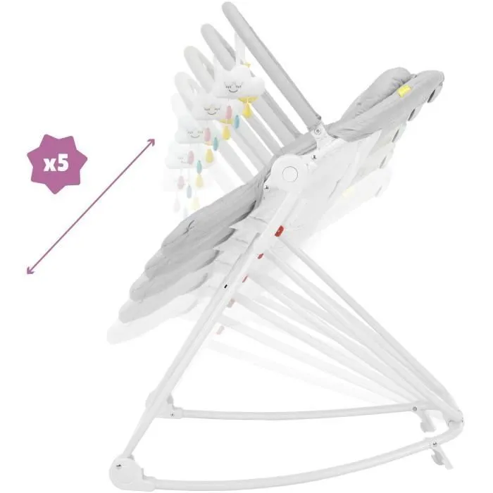Badabulle Transat en hauteur Compact'Up, Pliage Ultra Compact, Confortable, Multipositions, Dès la naissance, Candy-2