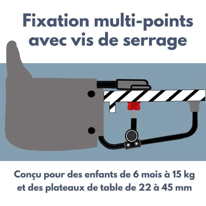 Siège de table réhausseur LOOPING - Dossier Confort - Déhoussable et Lavable Machine - Fixation Multi-points-4