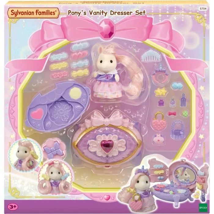 Coiffeuse Fille Poney - SYLVANIAN FAMILIES - Joy aux cheveux roses - Accessoires de coiffure inclus-3