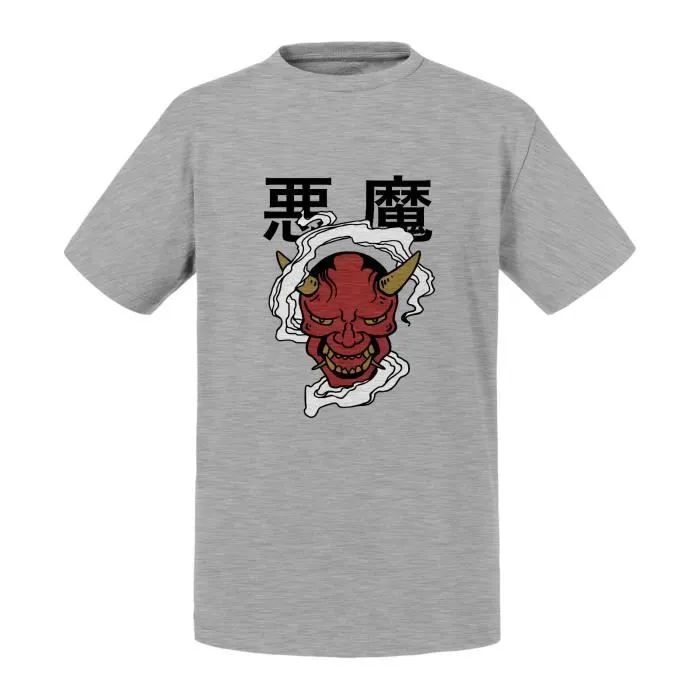 T-shirt Enfant Gris Akuma Démon Japon Asie Culture Manga-0