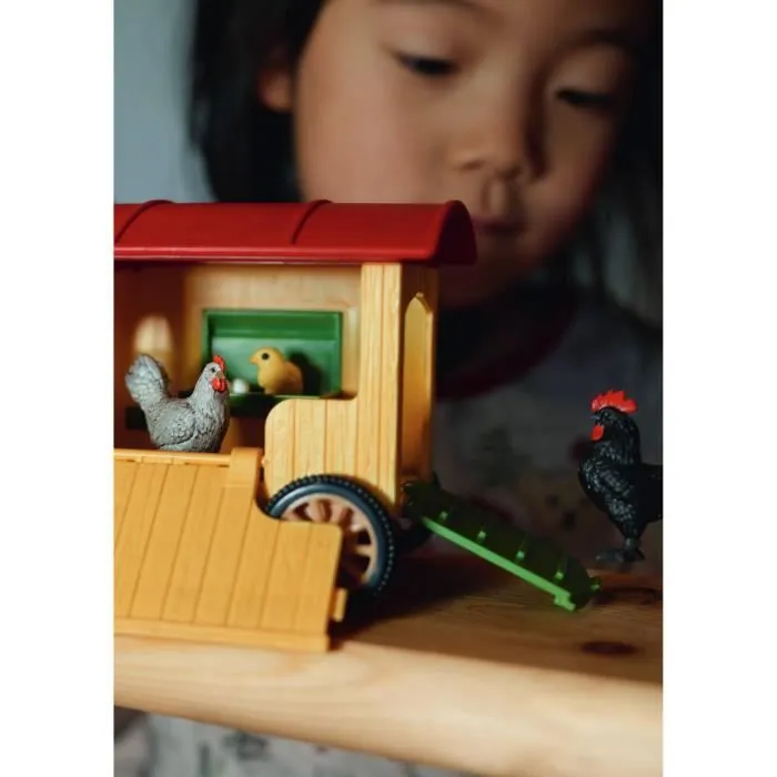 Coffret Poulailler Mobile SCHLEICH - Farm World - Avec 1 coq, 1 poulet, 1 poussin et des œufs-2