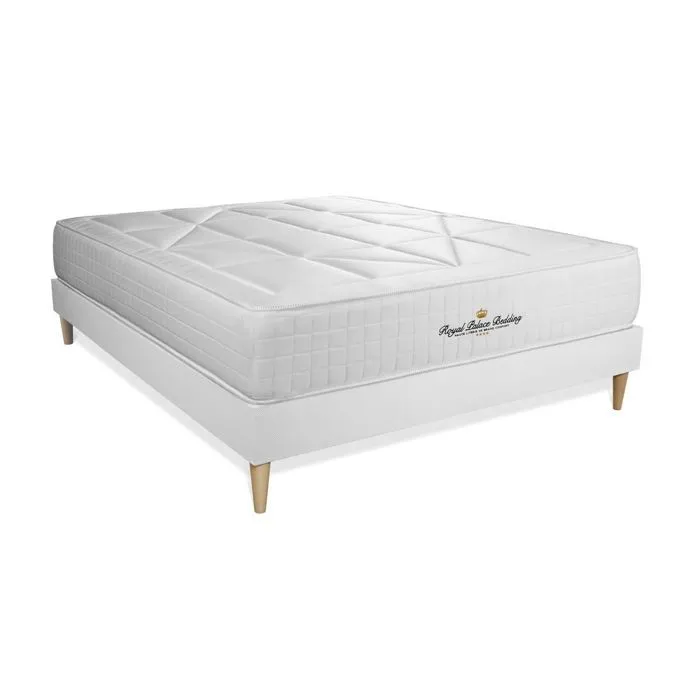 Ensemble sommier matelas 140x200 Windsor Ressorts ensachés et mémoire de forme - 26 cm - Equilibré - sommier blanc + 2 oreillers + c-2