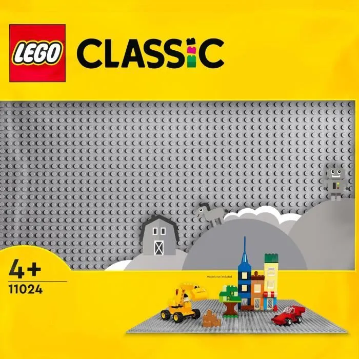 LEGO® 11024 Classic La Plaque De Construction Grise 48x48, Socle de Base pour Construction, Assemblage et Exposition-0