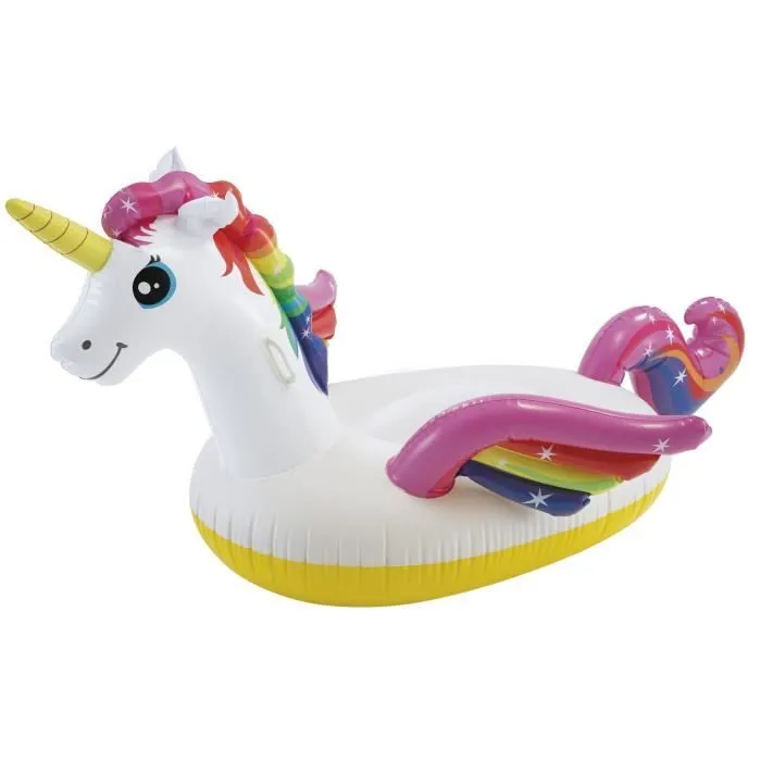 Bouée gonflable Licorne Magique à Chevaucher - INTEX - Dimensions 201x140x97cm - 2 poignées de maintien-1