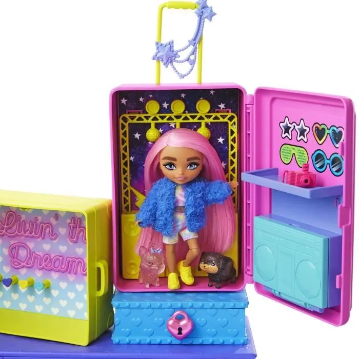 Coffret de voyage Barbie Extra avec poupée, animaux et accessoires - MATTEL - HDY91 - Blanc - Mixte-2