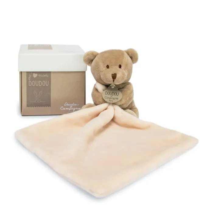 DOUDOU ET COMPAGNIE Ours Mouchoir - Doudou En Boîte Fleur-1