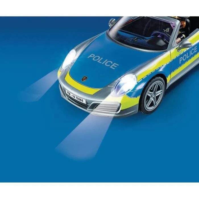 PLAYMOBIL 70066 Porsche 911 Carrera 4S Police, 2 policiers et accessoires, Effets sonores et lumineux, Dès 4 ans-4