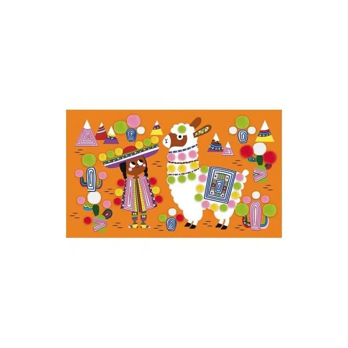 Set créatif pompons Lamas - JANOD - Activité créative pour enfant - Multicolore Jaune - 22x4x13cm-2