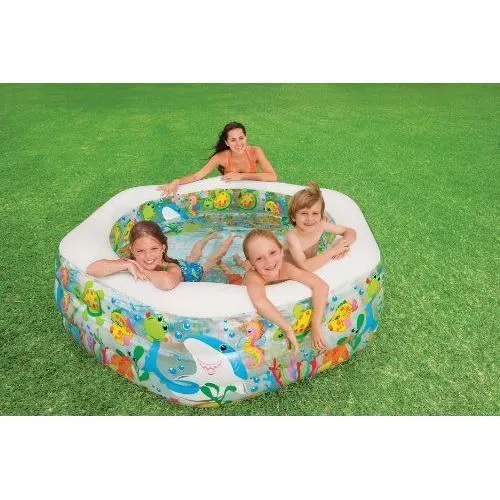 Intex Piscine hexagonale gonflable Ocean Reef sans phthalate, 191 x 178 x 61 cm - 12-56493NP-3