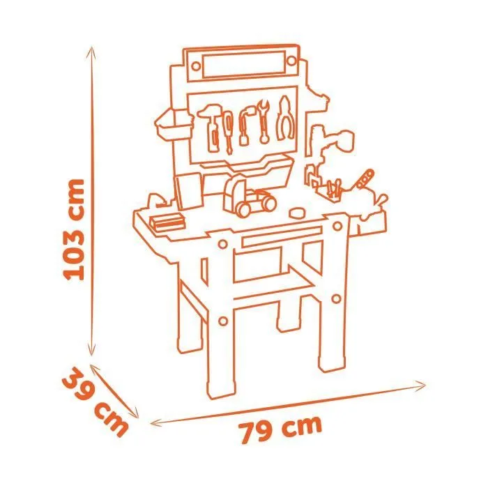 Smoby - Etabli bricolo Ultimate Black and Decker - Bruits réalistes - 95 accessoires - Voiture à construire - Fabrication française-4